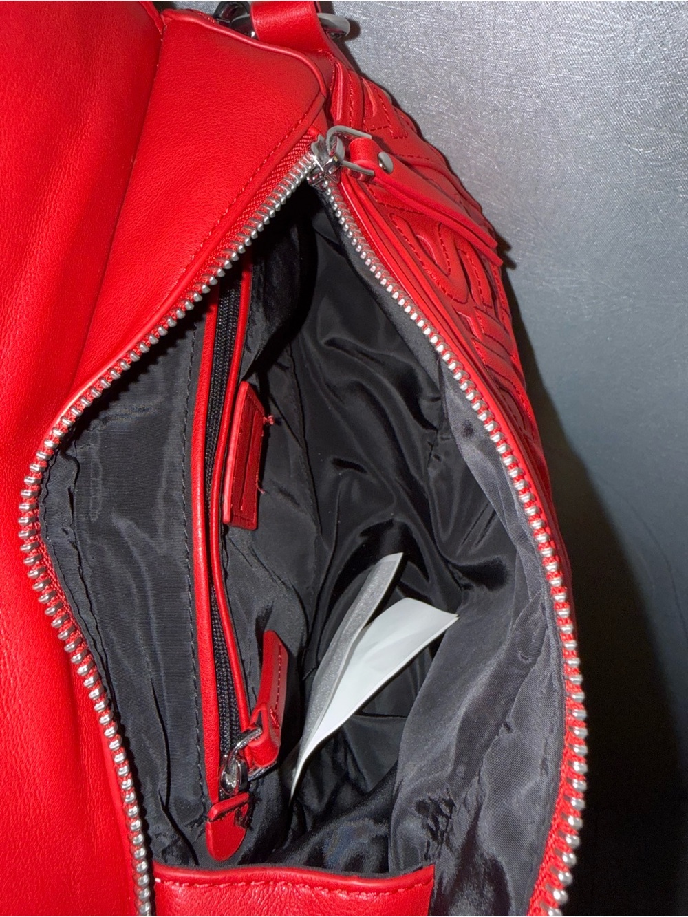 Desigual Red Embossed Leather Crossbody Bag